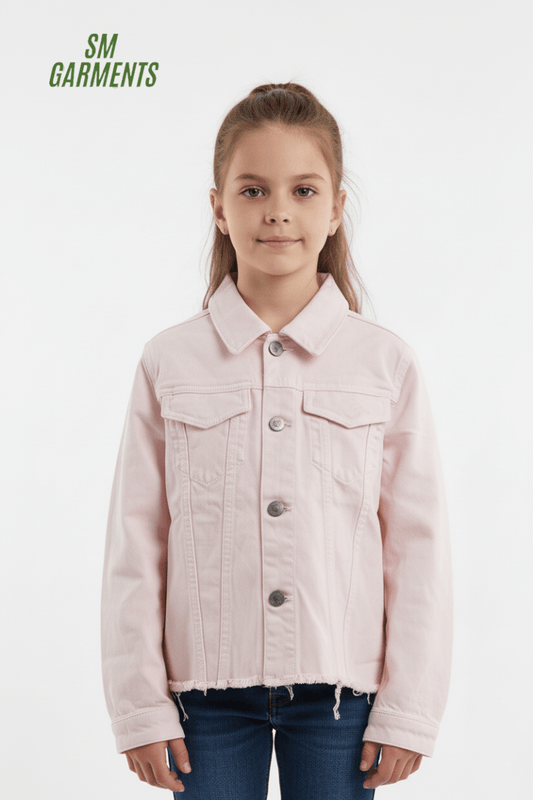 GIRLS PINK CROP STYLE JACKET - Smgarment's