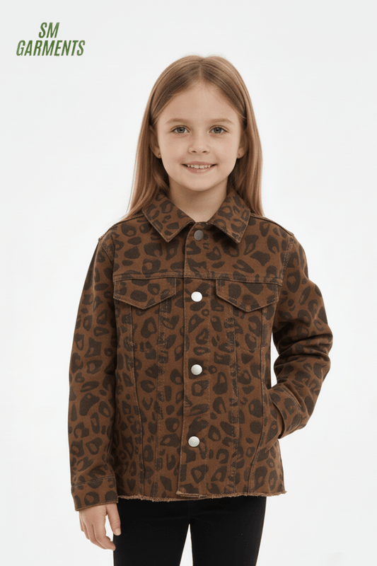 GIRLS PRINTED DENIM JACKET - Smgarment's