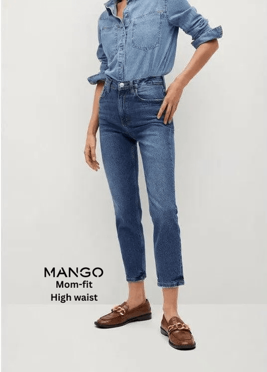 Granatowy Mom Fit Jeans - Smgarment's