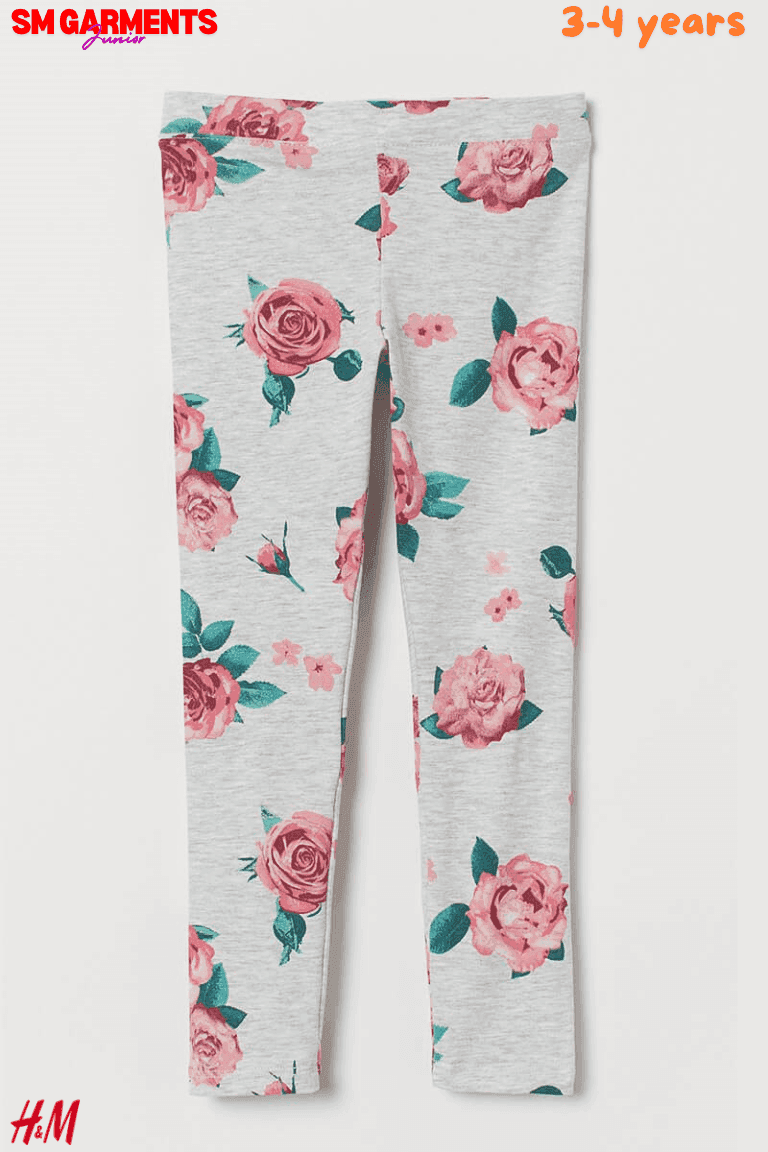 GREY FLORAL LEGGINGS - SMgarment's