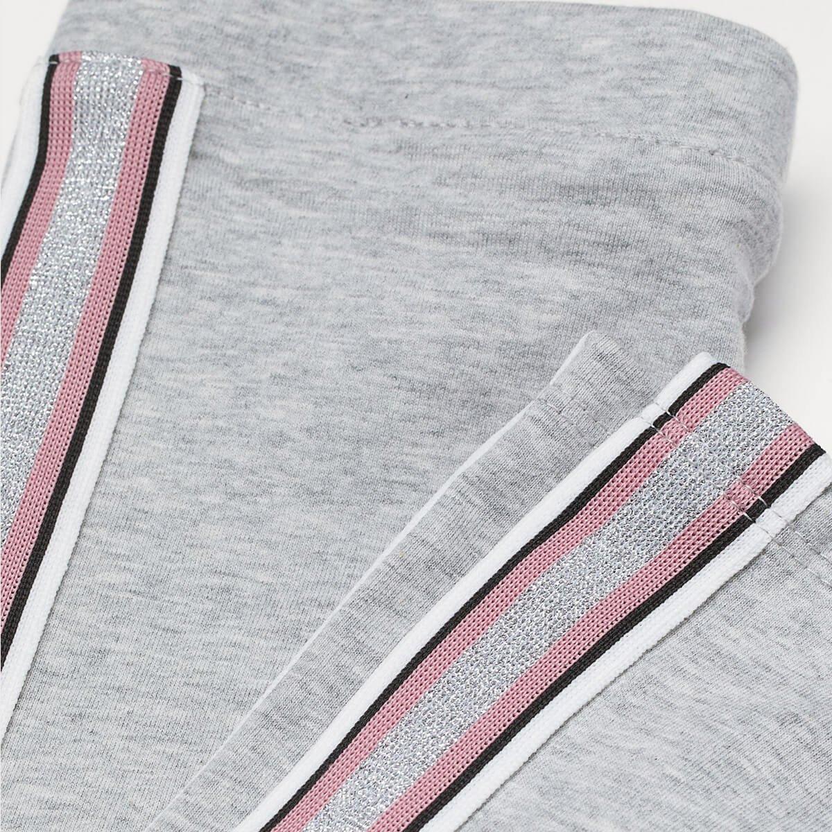 Grey Glittery Striped Leggings - SMgarment's