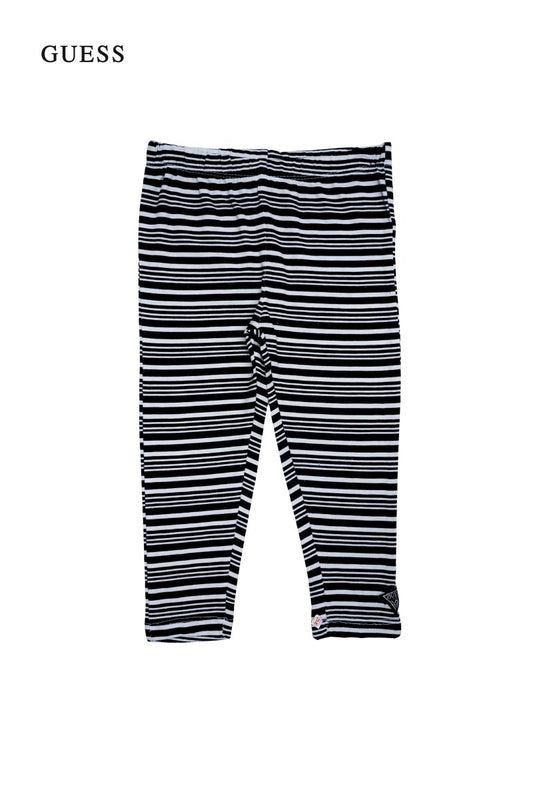 GUESS Girls' Black & White Striped Cotton Leggings - Smgarment's