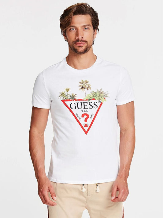 GUESS PALM TREE TRIANGLE LOGO T - SHIRT - Smgarment's