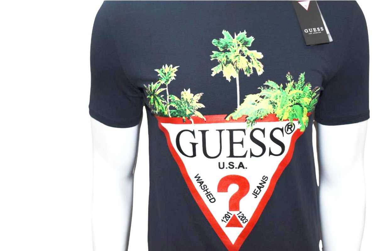 GUESS PALM TREE TRIANGLE LOGO T - SHIRT - Smgarment's