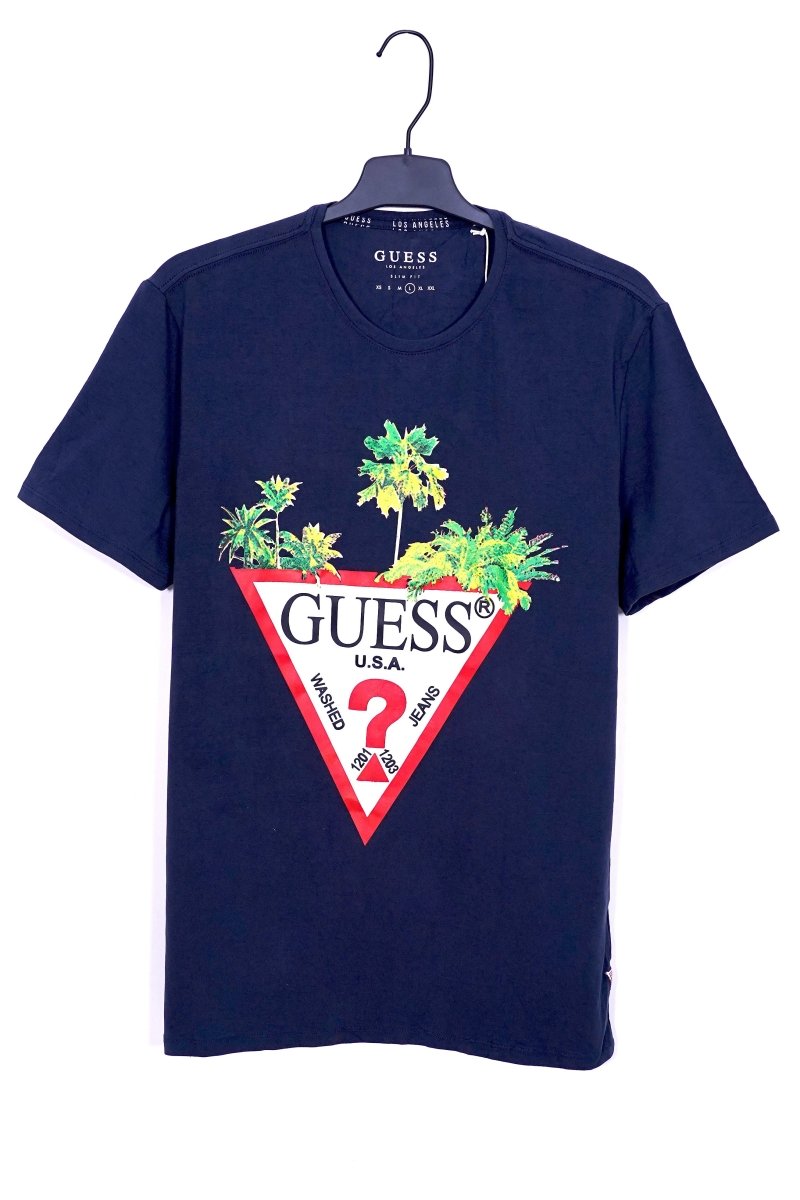 GUESS PALM TREE TRIANGLE LOGO T - SHIRT - Smgarment's