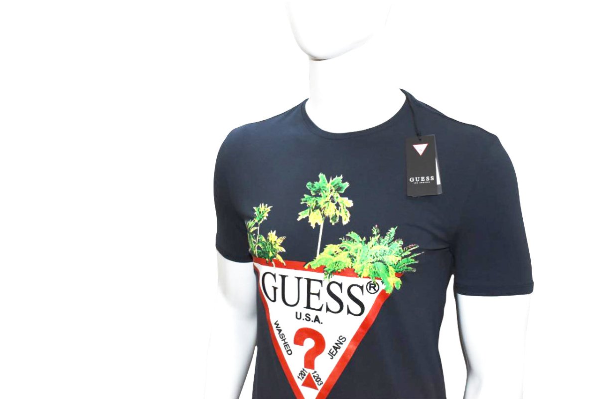 GUESS PALM TREE TRIANGLE LOGO T - SHIRT - Smgarment's