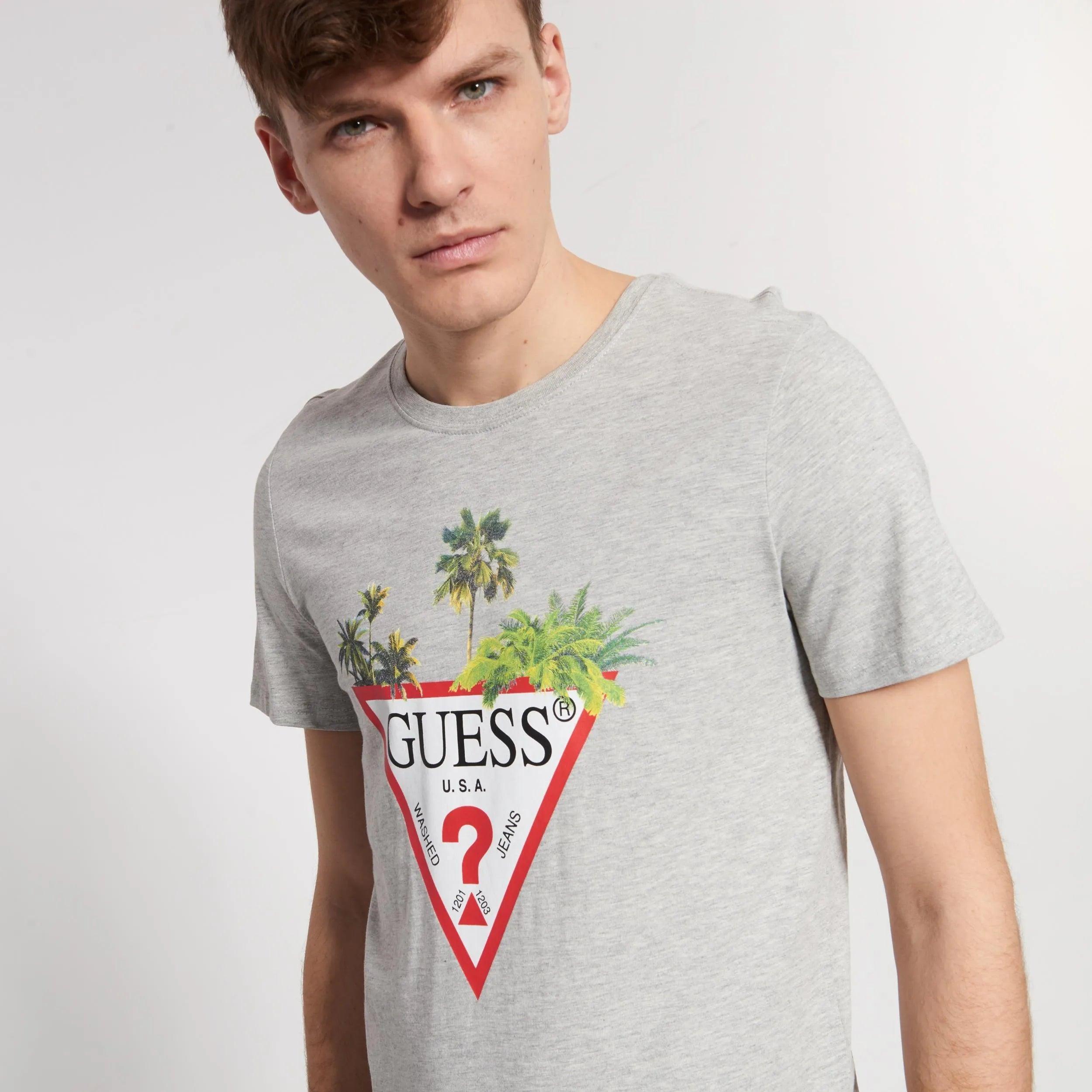 GUESS PALM TREE TRIANGLE LOGO T-SHIRT