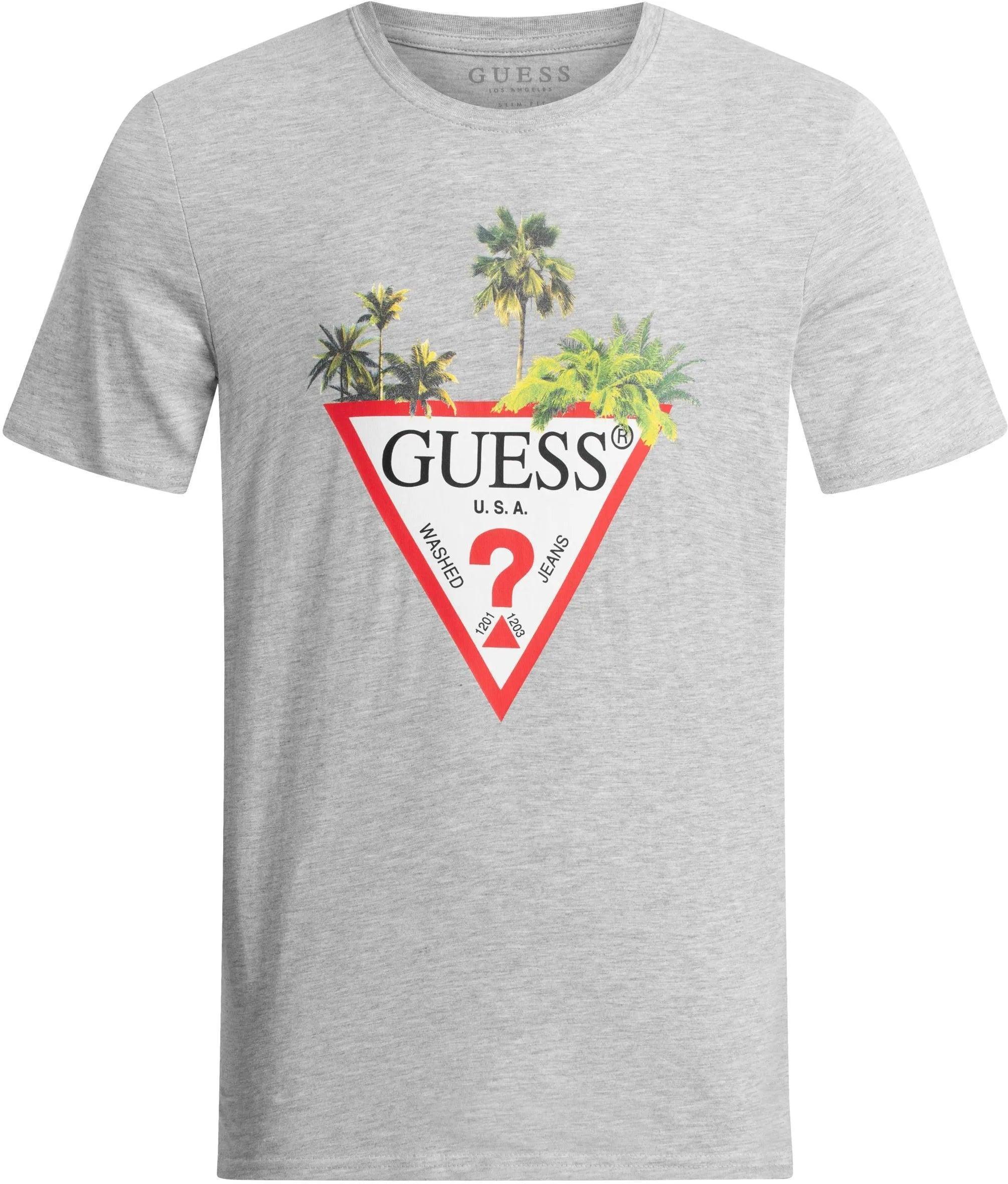 GUESS PALM TREE TRIANGLE LOGO T-SHIRT