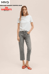 HIGH WAIST STRAIGHT CROPPED JEANS - SMgarment's