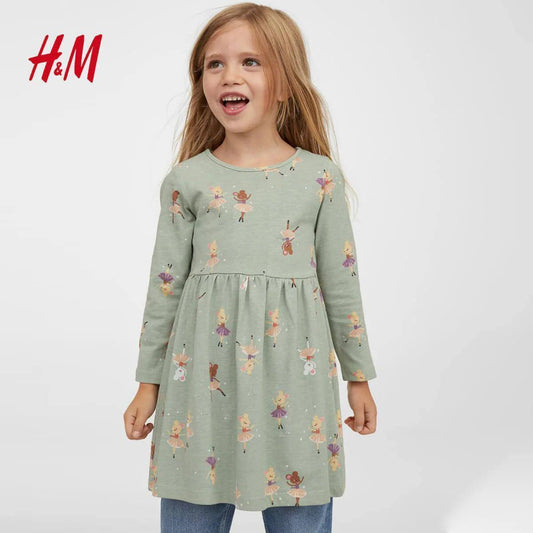 H&M BALLERINA Green Full Sleeves Frock - SMgarment's