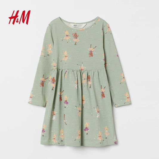H&M BALLERINA Green Full Sleeves Frock - SMgarment's