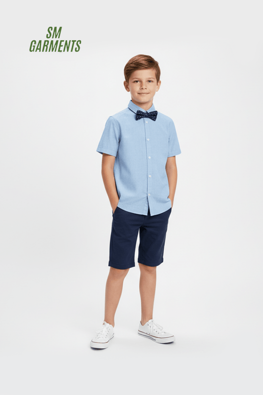 H&M BOYS HALF SLEEVES COTTON SHIRT WITH BOW - Smgarment's