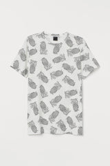 H&M Cotton T-shirt White/Pineapples - Smgarment's