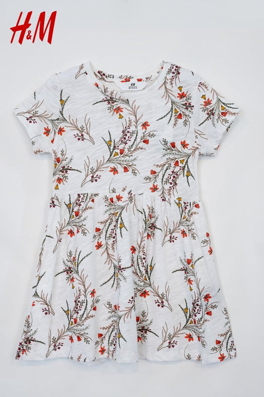 H&M GIRLS FLORAL PRINTED WHITE DRESS - Smgarment's