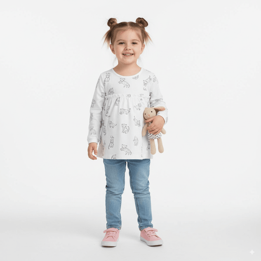 H&M GIRLS WHITE DRESS WITH LEOPARD PRINTS - Smgarment's