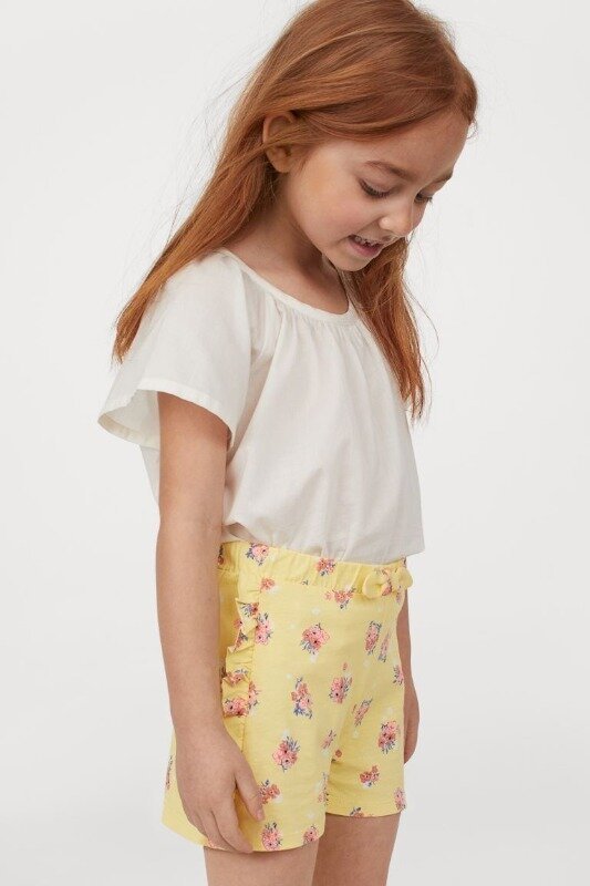 H&M Girls Yellow Frill - Trimmed Shorts - Smgarment's
