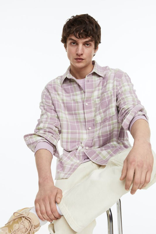 HM Shirt Purple/green plaid - Smgarment's