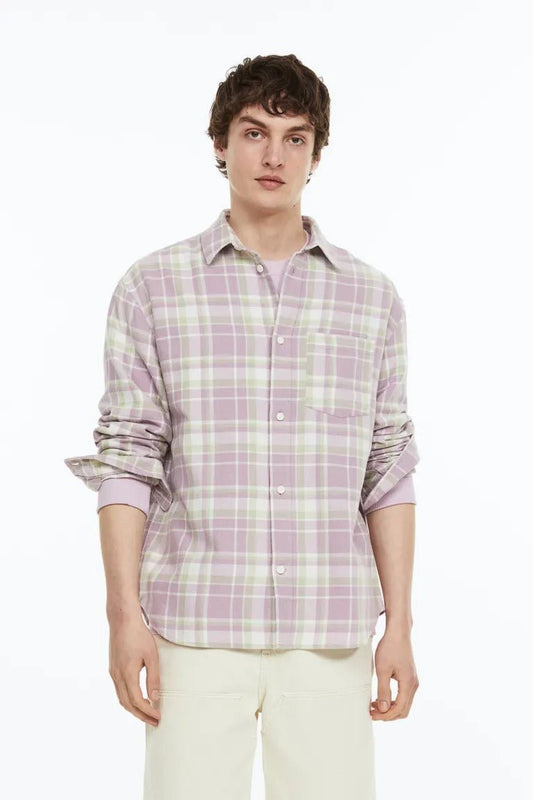 HM Shirt Purple/green plaid - Smgarment's