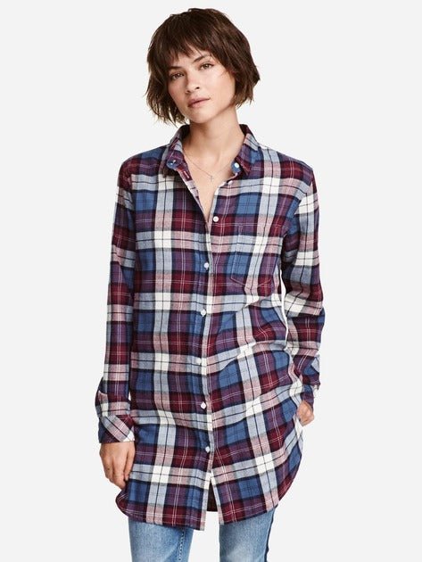 H&M WOMENS CHECK LONG SHIRT - Smgarment's