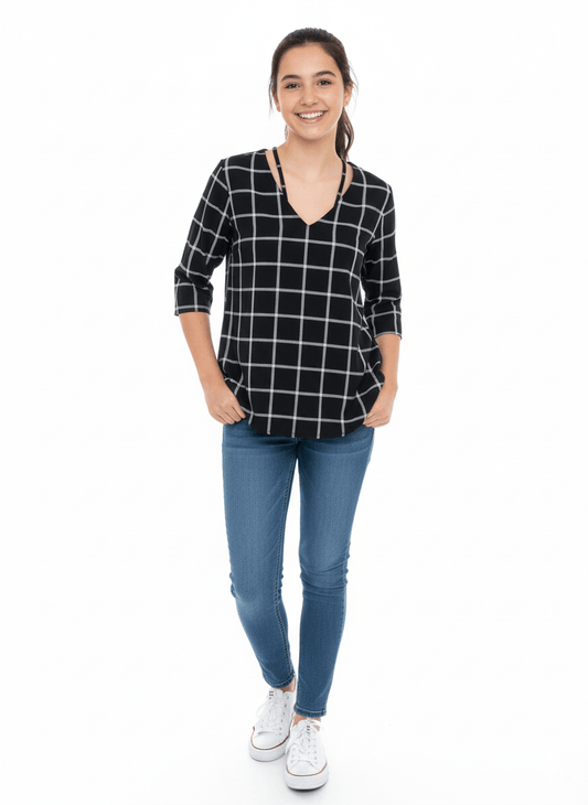 HNM checkered cotton TOP - Smgarment's