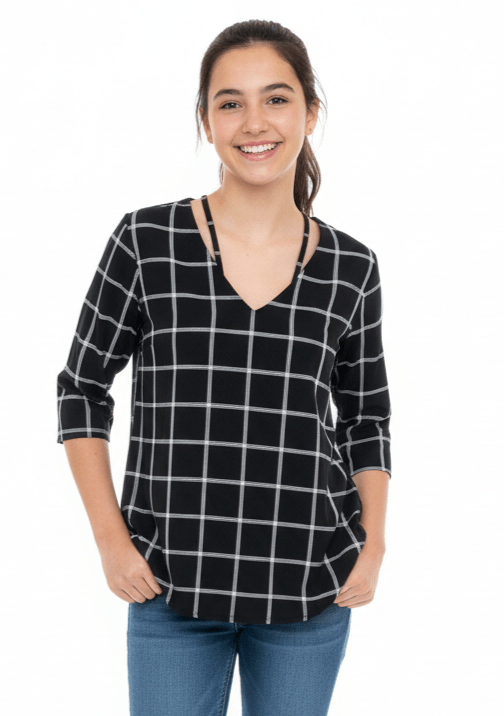 HNM checkered cotton TOP - Smgarment's