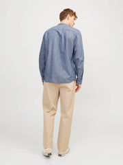 JACK & JONES BLUE JJESUMMER BAND LINEN SHIRT - SMgarment's