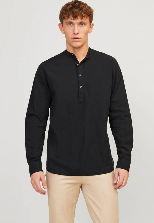JACK & JONES JJESUMMER HALF PLACKET LINEN MIX SHIRT - SMgarment's