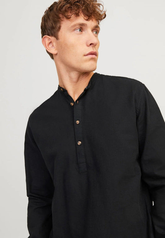JACK & JONES JJESUMMER HALF PLACKET LINEN MIX SHIRT - SMgarment's