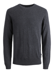 JACK&JONES Dark Grey Melange Plain Knitted Pullover - SMgarment's