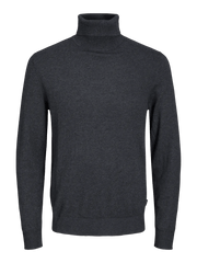 JACK&JONES Dark Grey Melange Plain Turtleneck - SMgarment's