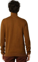 JACK&JONES Men Solid High Neck Brown Sweater - Smgarment's