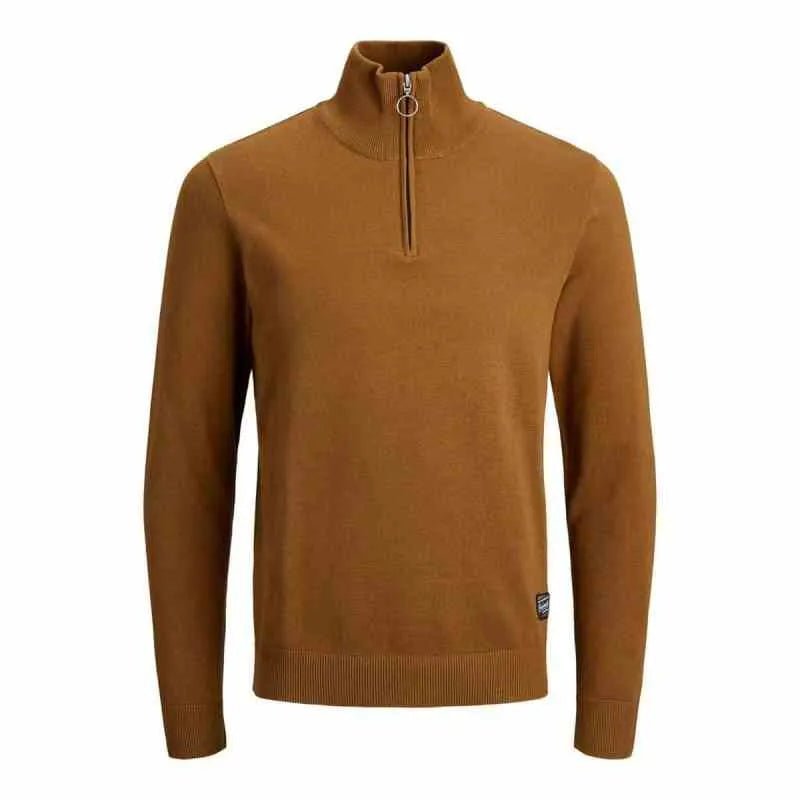 JACK&JONES Men Solid High Neck Brown Sweater - Smgarment's