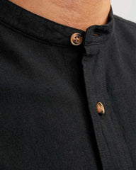 JACK&JONES MENS SUMMER COTTON/LINEN SHIRT (BLACK) - Smgarment's