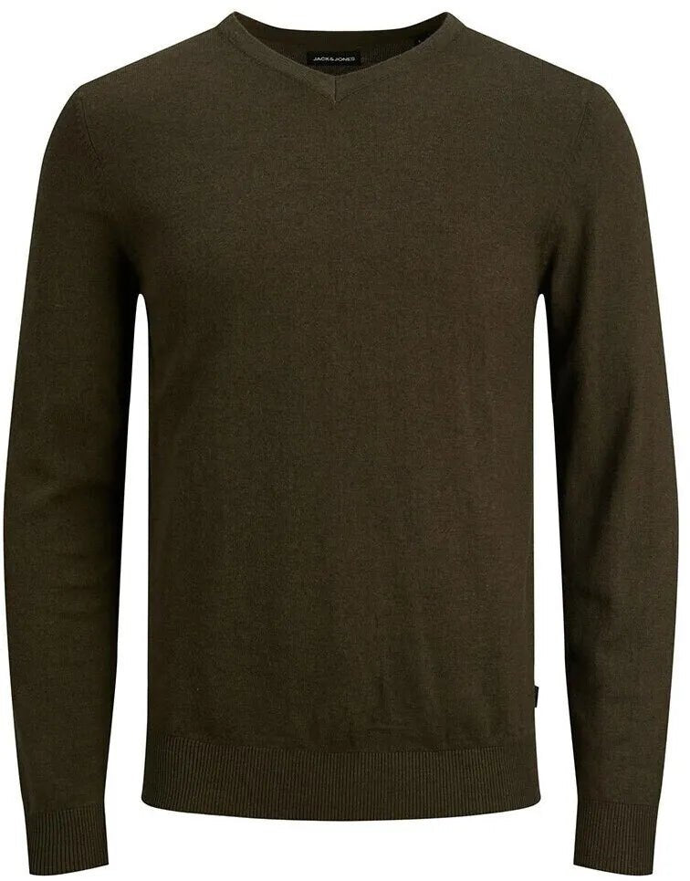 JACK&JONES V Neck Green Sweater - Smgarment's