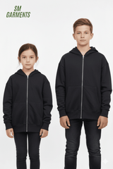 KIDS BASIC BLACK ZIPPED HOODIE - Smgarment's