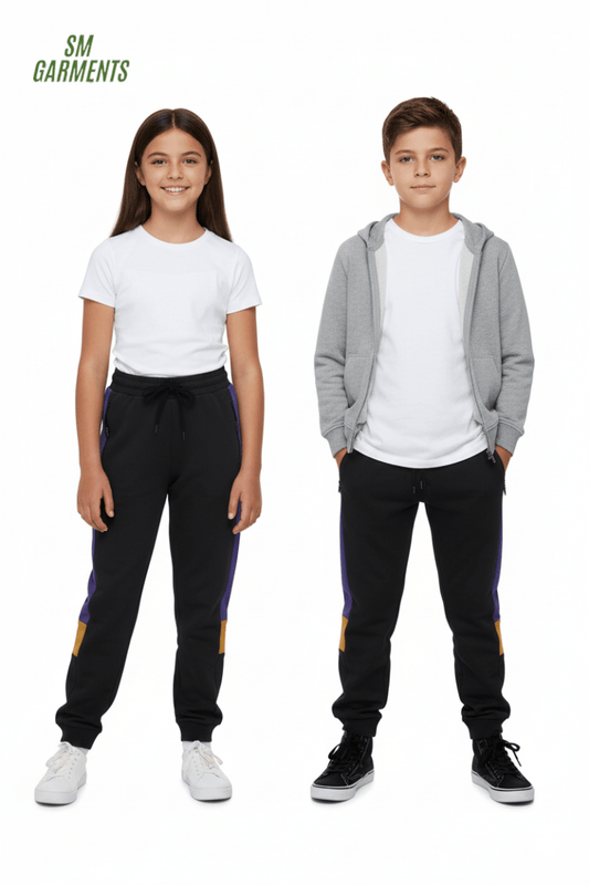 Kids Jogger Trouser Bottoms Color Black & Purple - Smgarment's