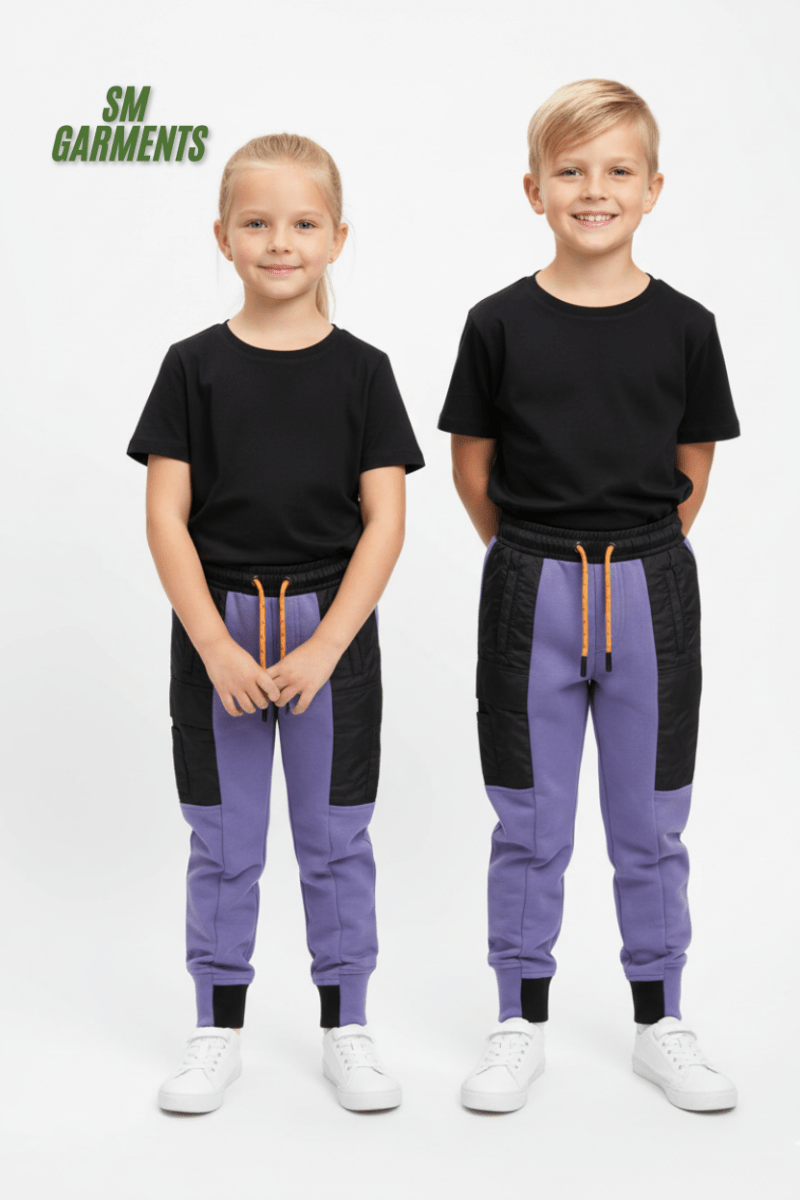 Kids Jogger Trouser Bottoms Color Purple & Black - Smgarment's