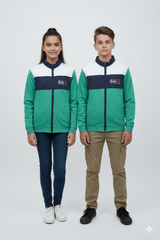 KIDS LOGO AND PRINTED COLOR BLOCK ZIPPED HOODIE - Smgarment's