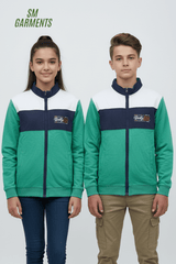 KIDS LOGO AND PRINTED COLOR BLOCK ZIPPED HOODIE - Smgarment's