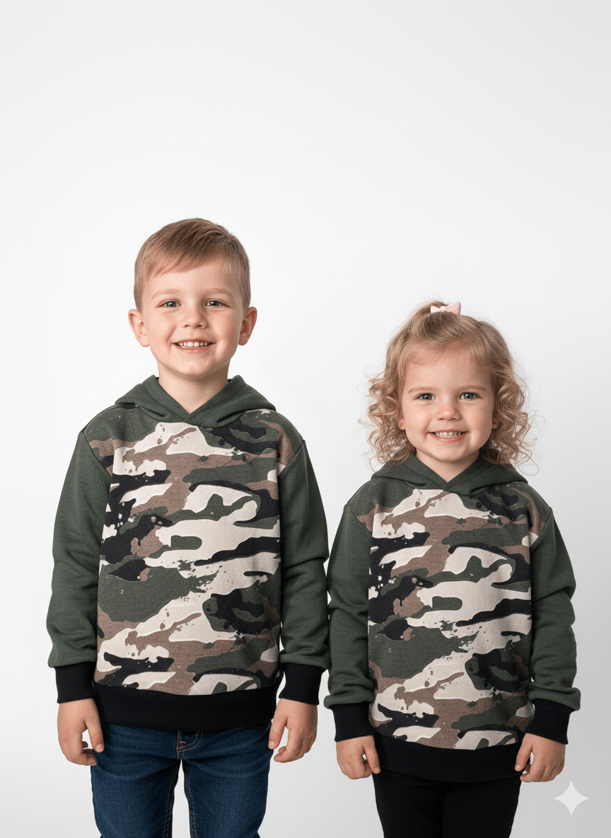 KIDS MILITARY GREEN HOODIE - Smgarment's