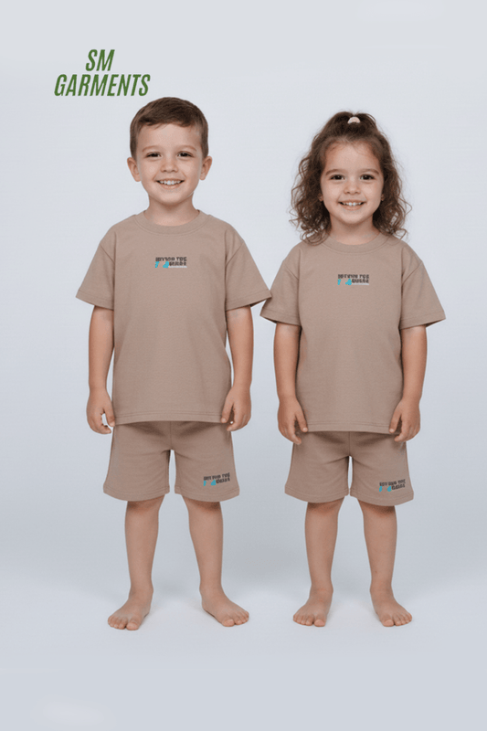 Kids Text Printed Tee & Shorts Loungewear Set - Smgarment's