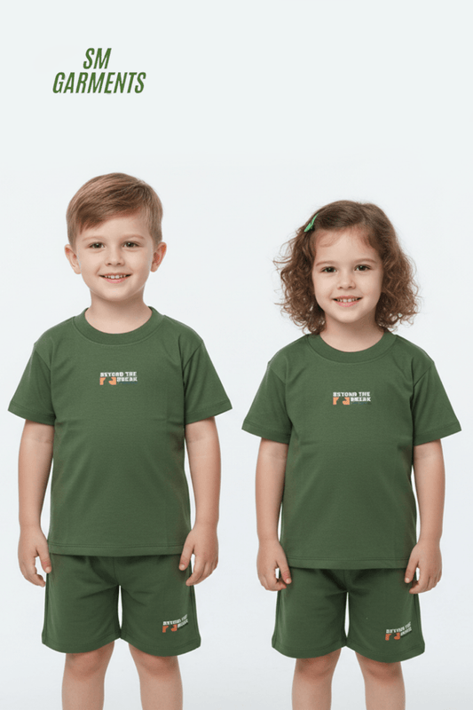 Kids Text Printed Tee & Shorts Loungewear Set - Smgarment's