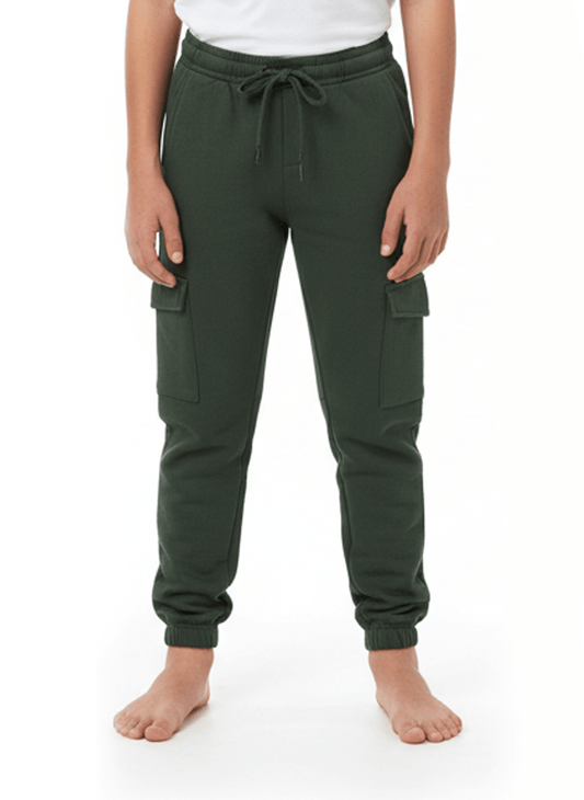 KIDS Ultimate Comfort Cargo Joggers Trouser - Forest Green - Smgarment's