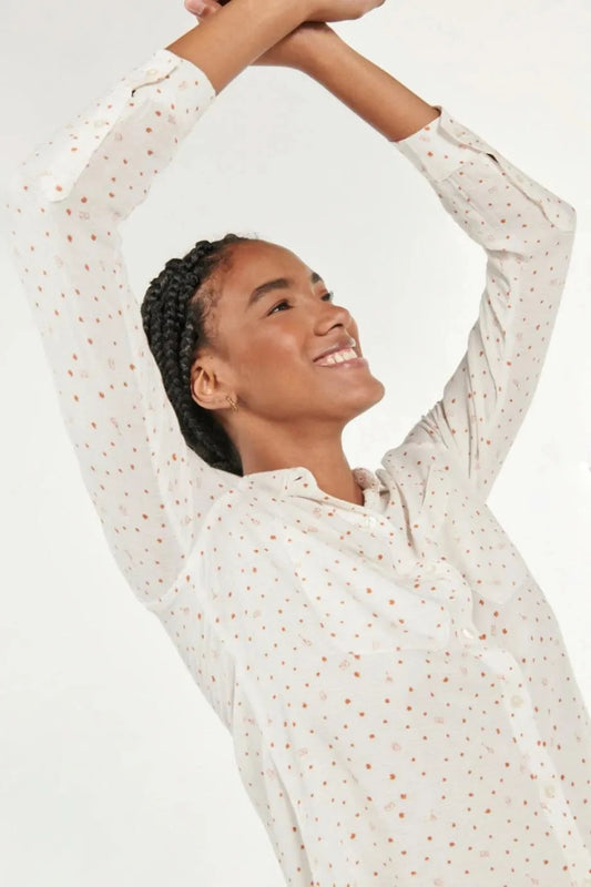 KOAJ Printed Long - Sleeved Unicolor Blouse - Smgarment's