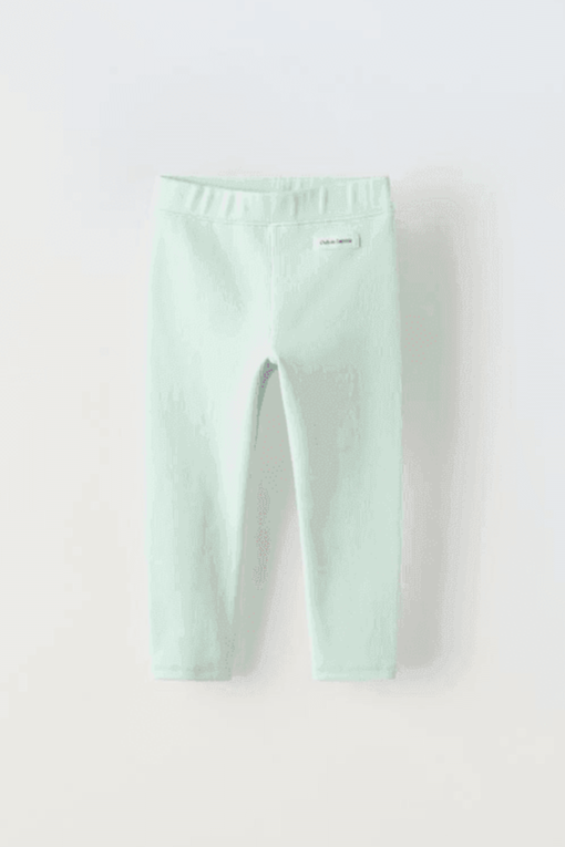 label detail ribbed leggings - SMgarment's