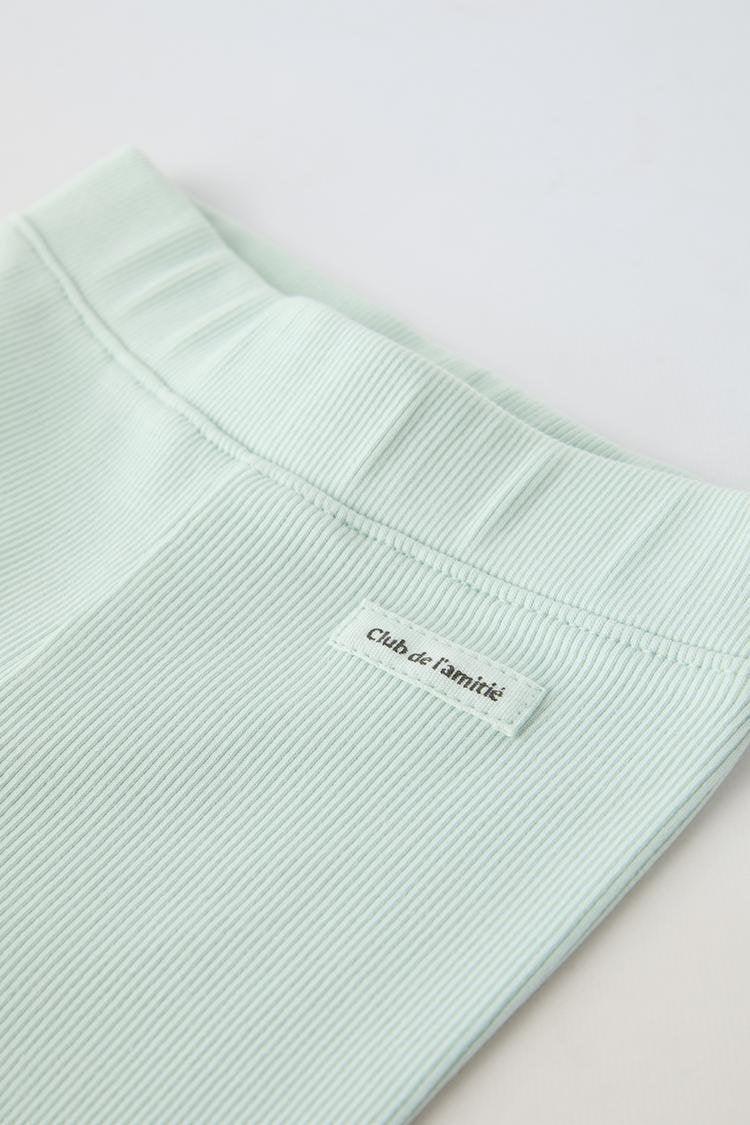 label detail ribbed leggings - SMgarment's