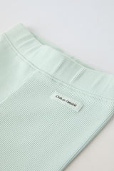 label detail ribbed leggings - SMgarment's