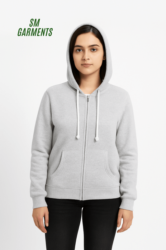 LAGACI Women’s Light Grey Zip - Up Hoodie - Smgarment's