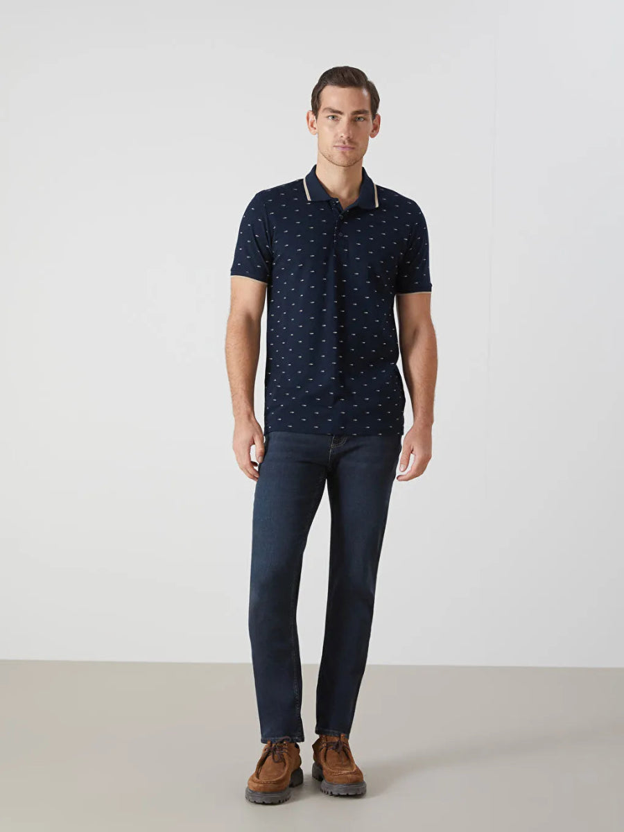 LC WAIKIKI Polo Neck Short Sleeve Patterned Pike Men's T-shirt - Smgarment's