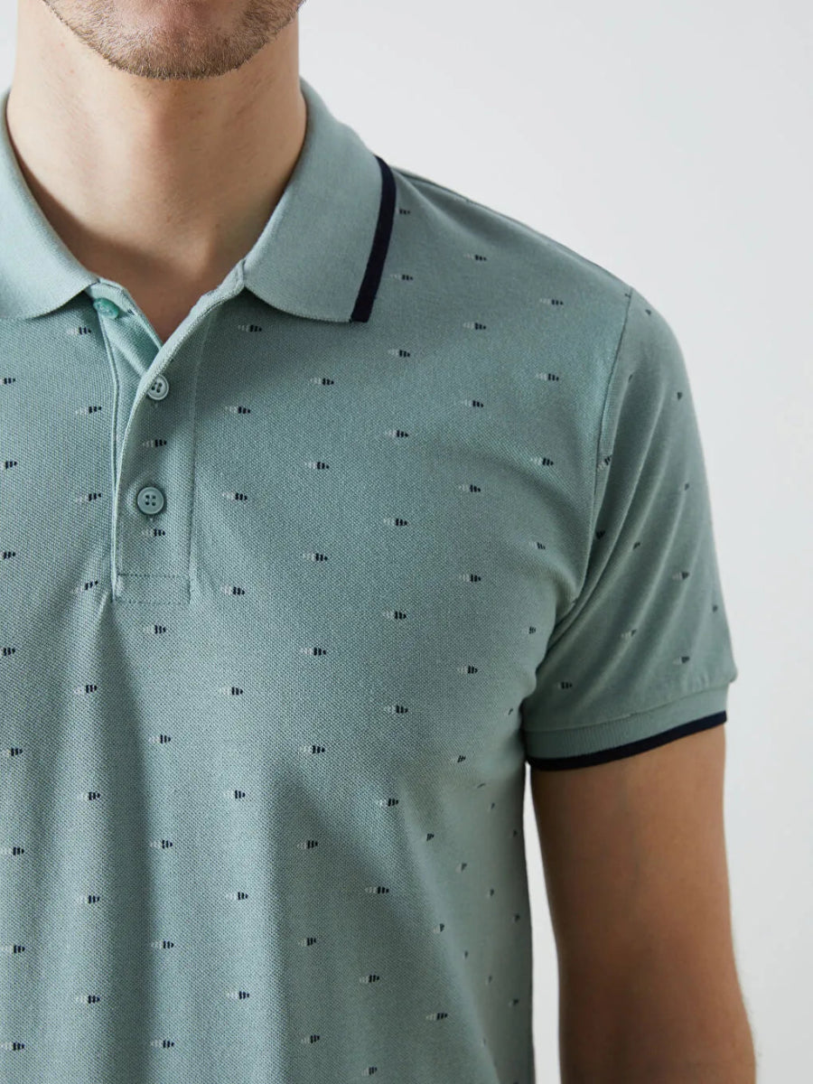 LC WAIKIKI Polo Neck Short Sleeve Patterned Pike Men's T-shirt - Smgarment's